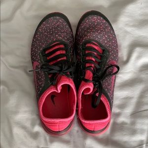Black and Hot Pink patterned Nikes